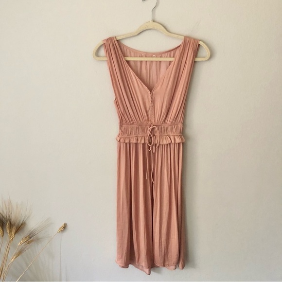 H&M Flowy Satin Party Vneck Midi Dress in Pink Size S/M - Picture 5 of 9